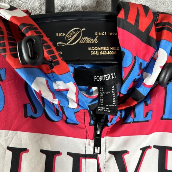 Forever 21 Windbreaker Size M All Over Print Colorful AOP Pleasure Heavens - Picture 8 of 11